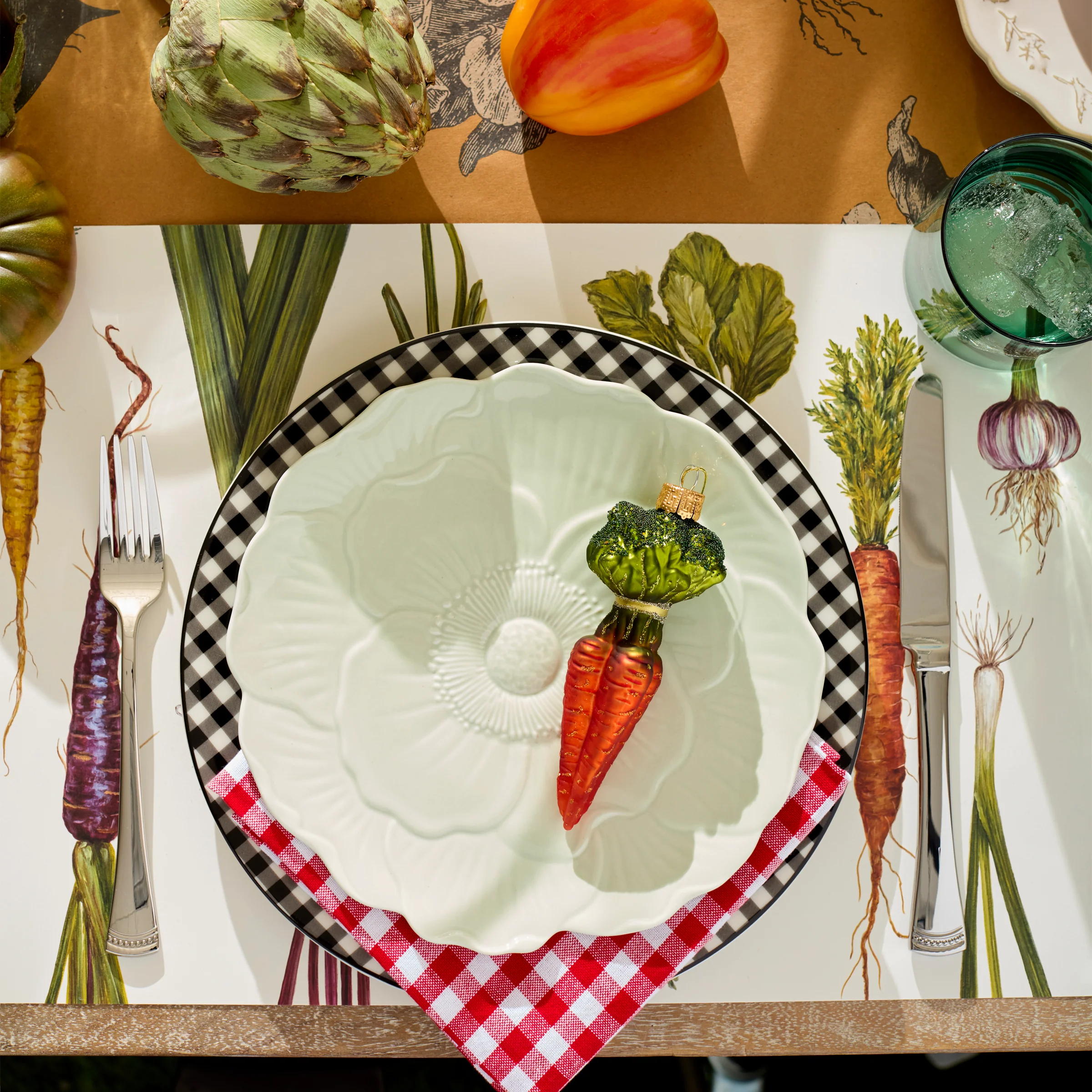 Gingham Black Dinner Plates, Set of 4 - Image 2