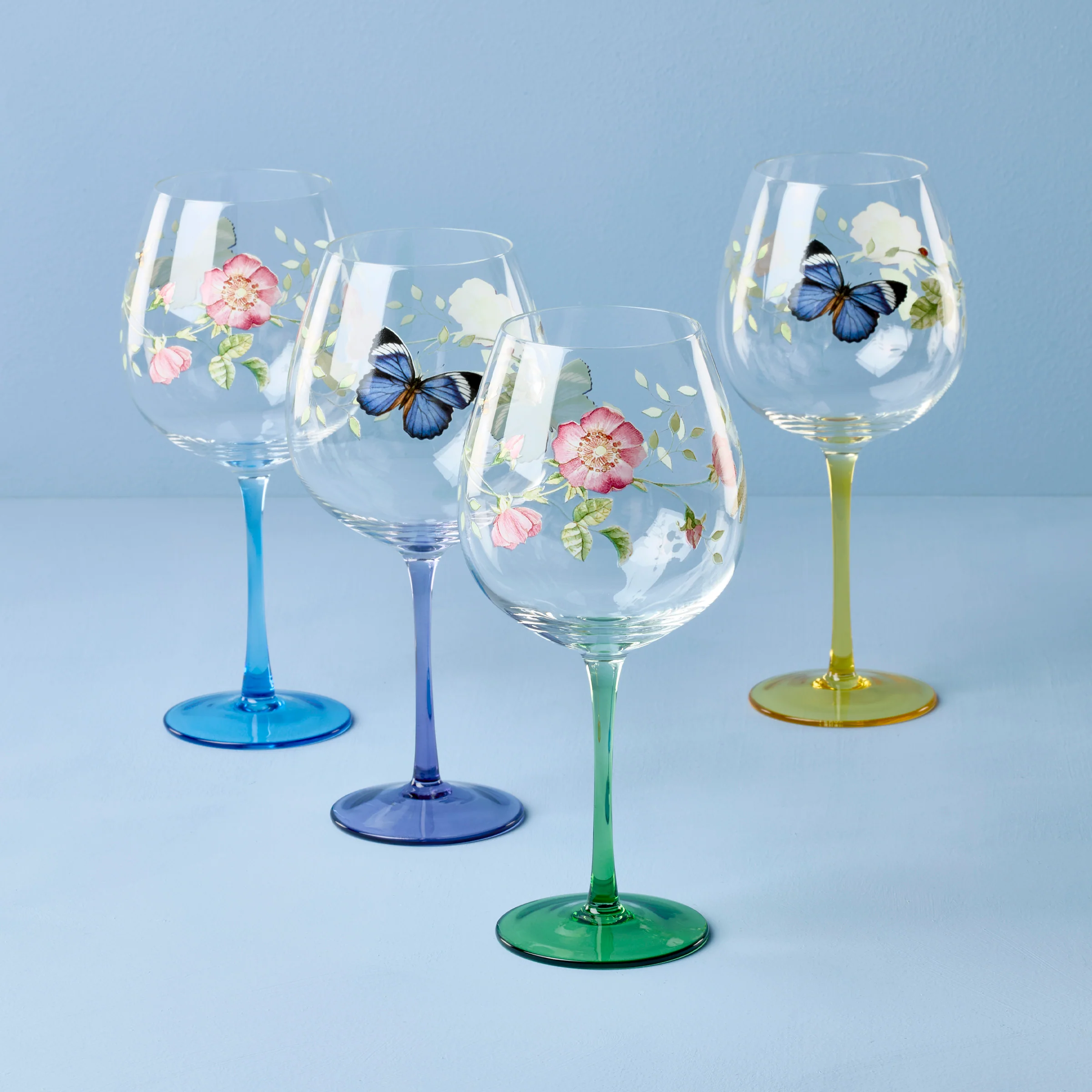 Butterfly Meadow Balloon Wine Glasses, Set of 4, Assorted - Image 2