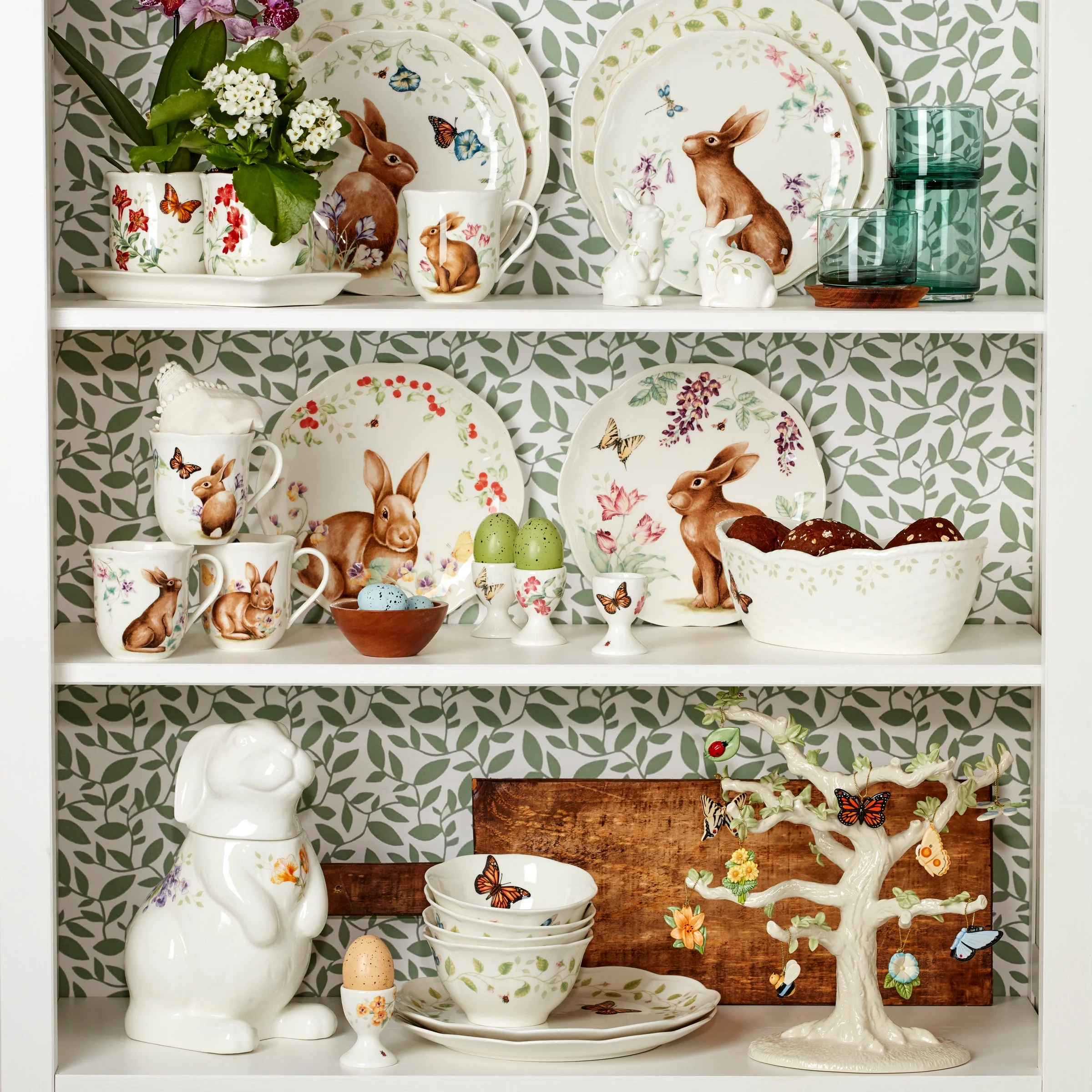 Butterfly Meadow Bunny 16-Piece Dinnerware Set - Image 2