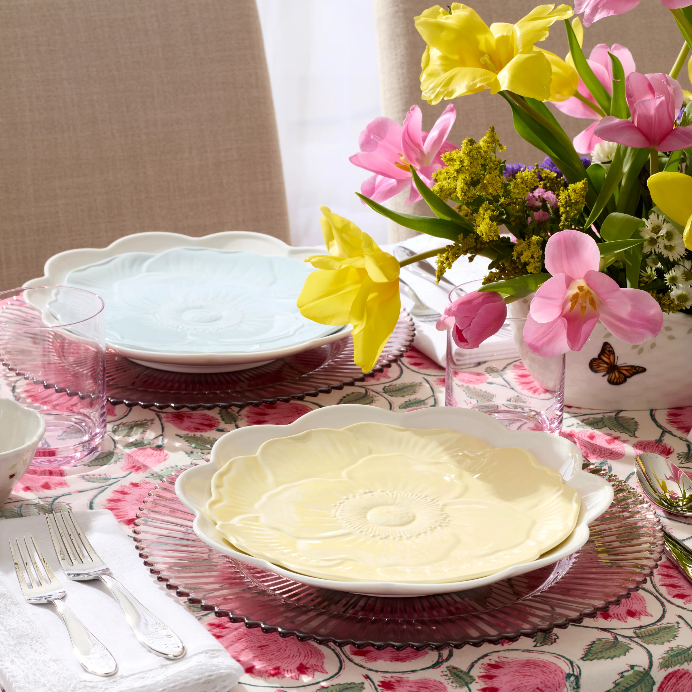 Butterfly Meadow Floral Blue Accent Plates, Set of 4 - Image 7