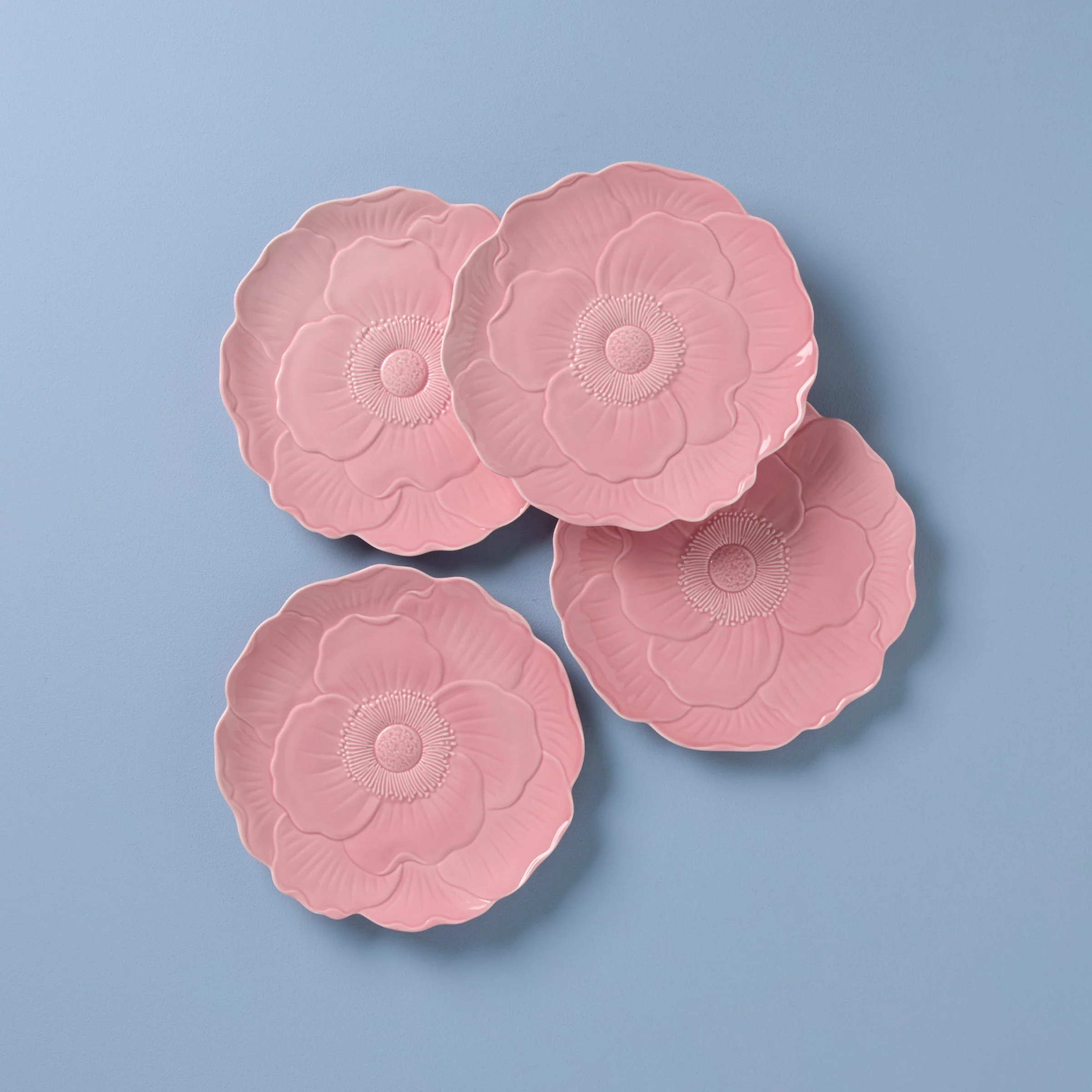 Butterfly Meadow Floral Pink Accent Plates, Set of 4