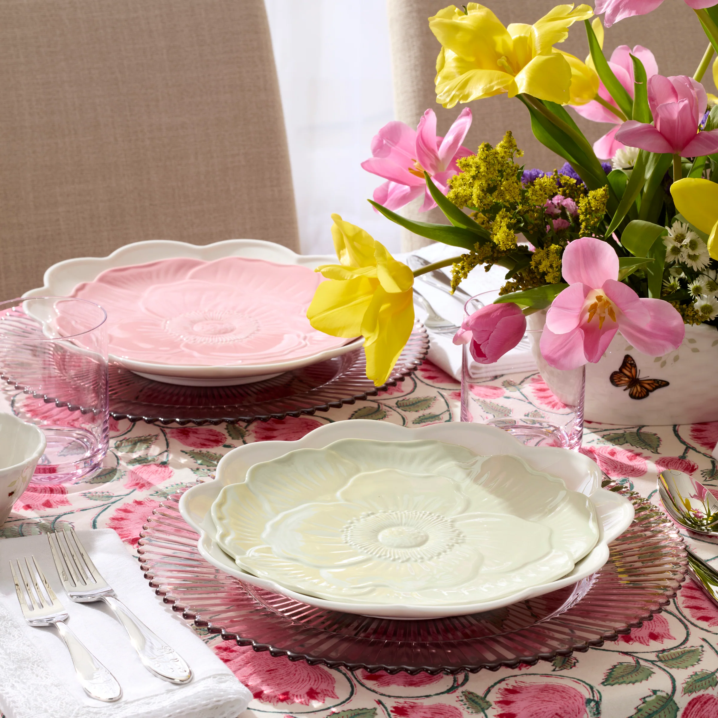 Butterfly Meadow Floral Pink Accent Plates, Set of 4 - Image 3