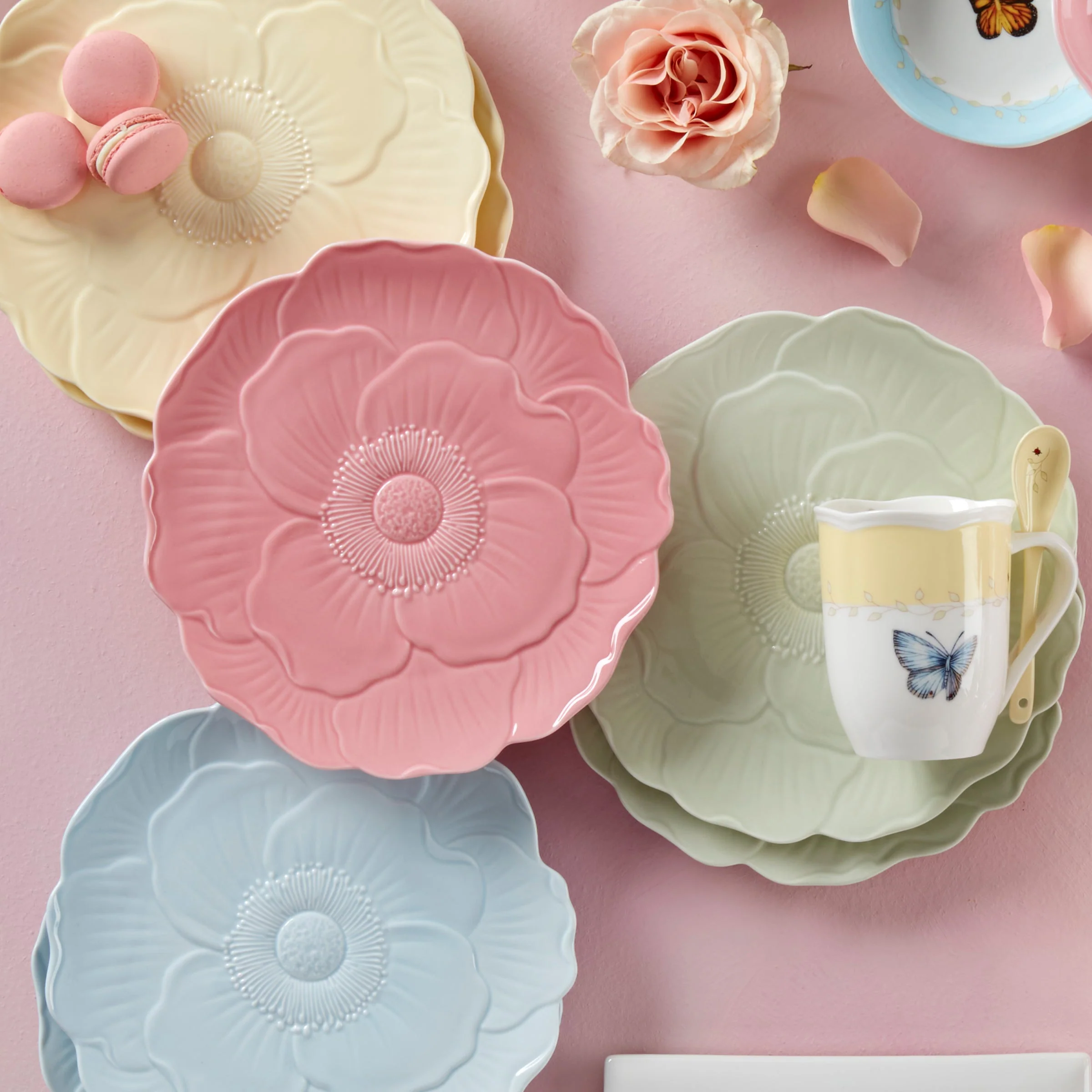Butterfly Meadow Floral Pink Accent Plates, Set of 4 - Image 6