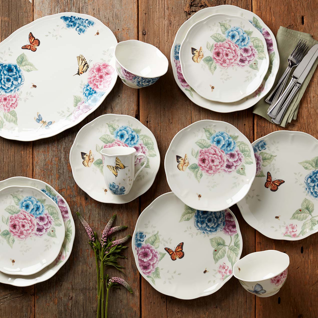 Butterfly Meadow Hydrangea Mugs, Set of 4 - Image 2