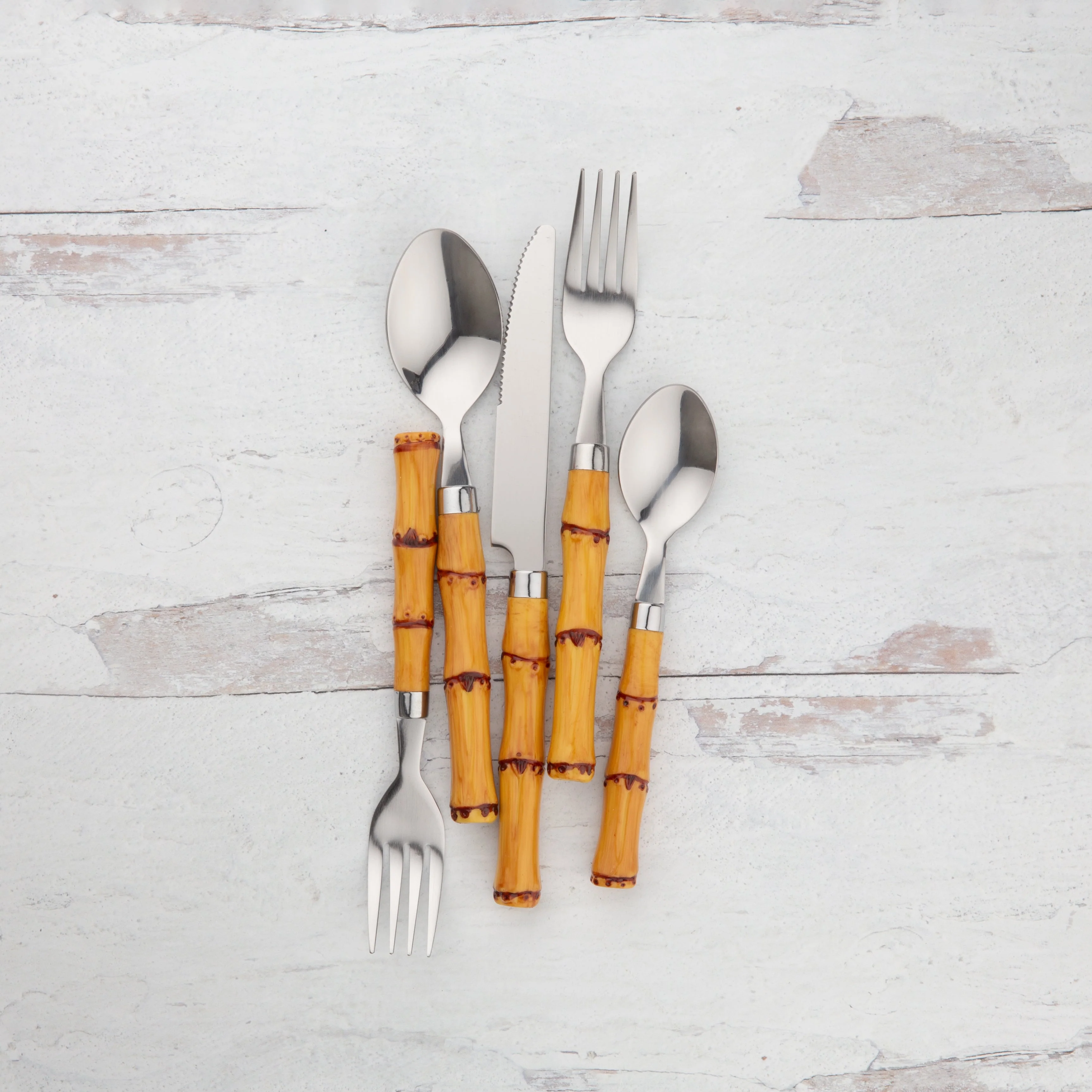 Bamboo Plastic Handle 20-Piece Flatware Set - Image 9