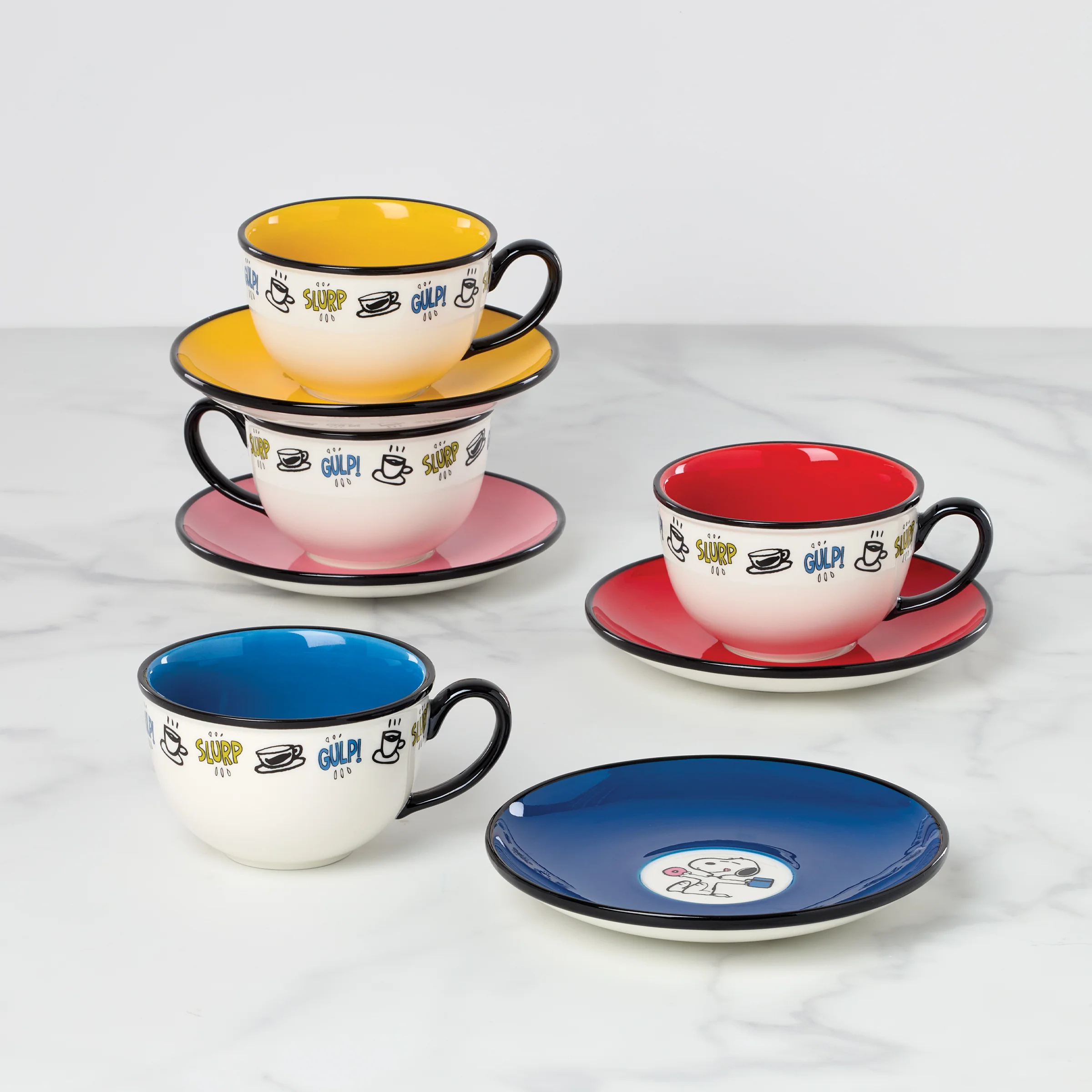Chef Snoopy Tea Cup & Saucers, Set of 4