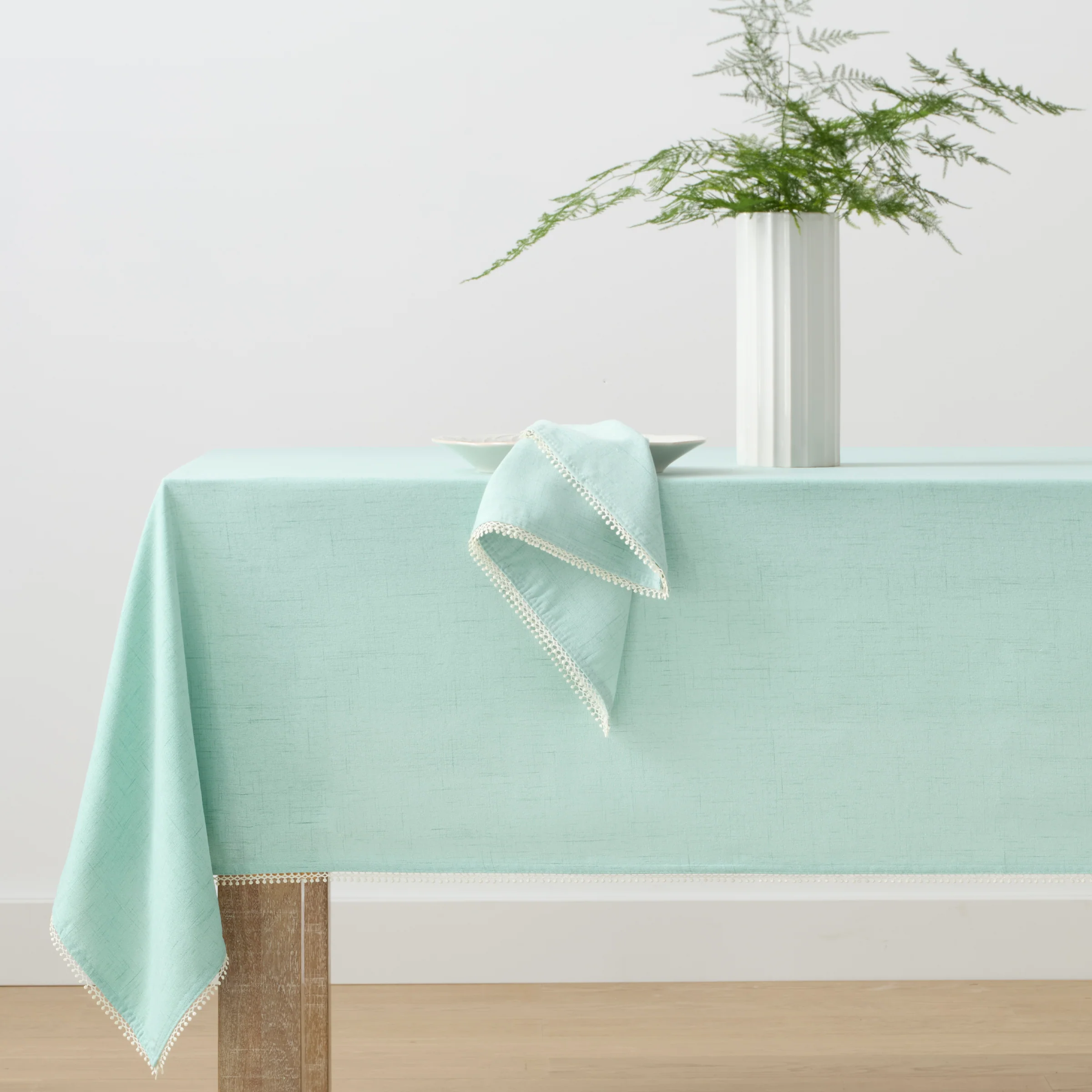 French Perle Solid Ice Blue 52x70 Tablecloth - Image 2