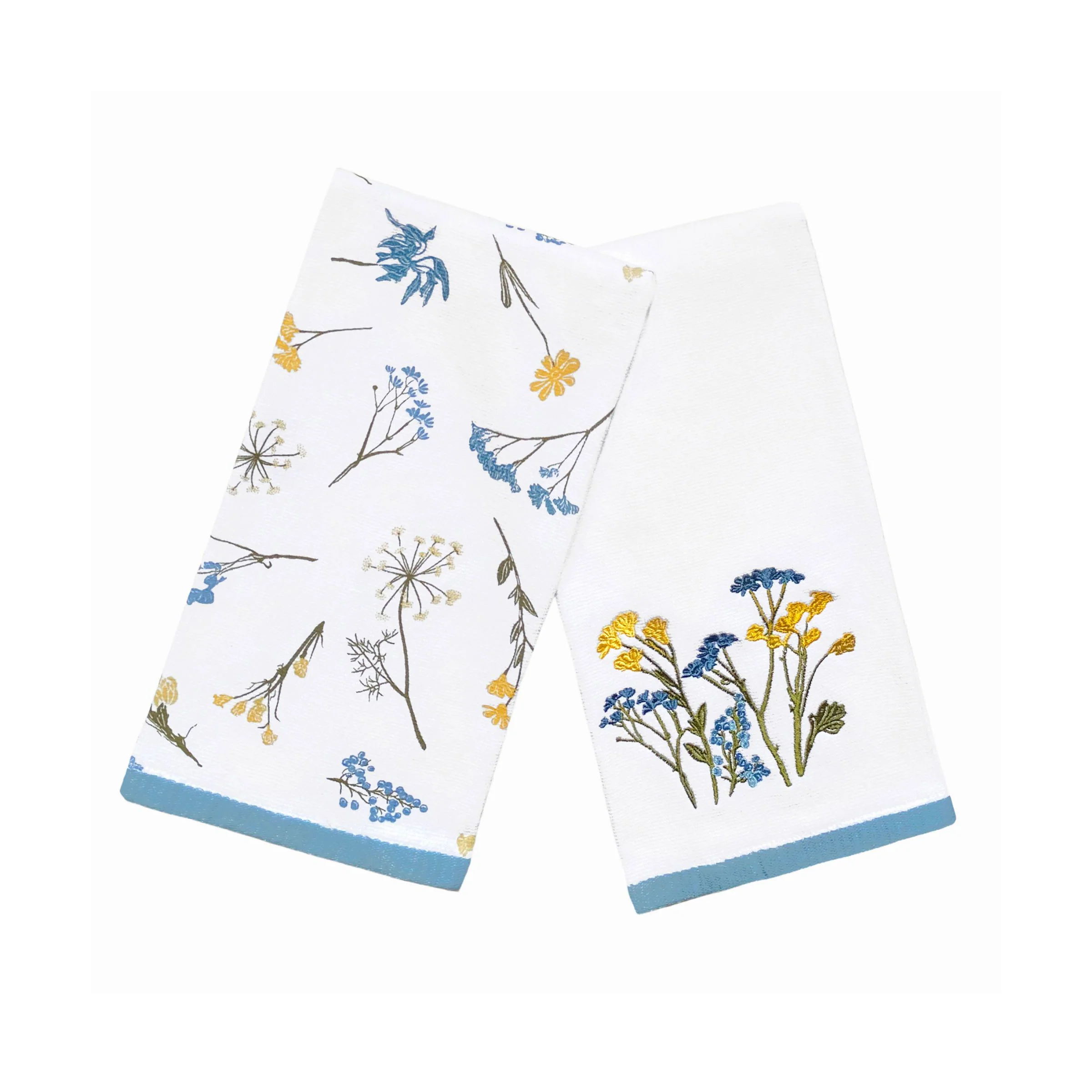 Wildflowers Embroidered Kitchen Towels, Set of 2