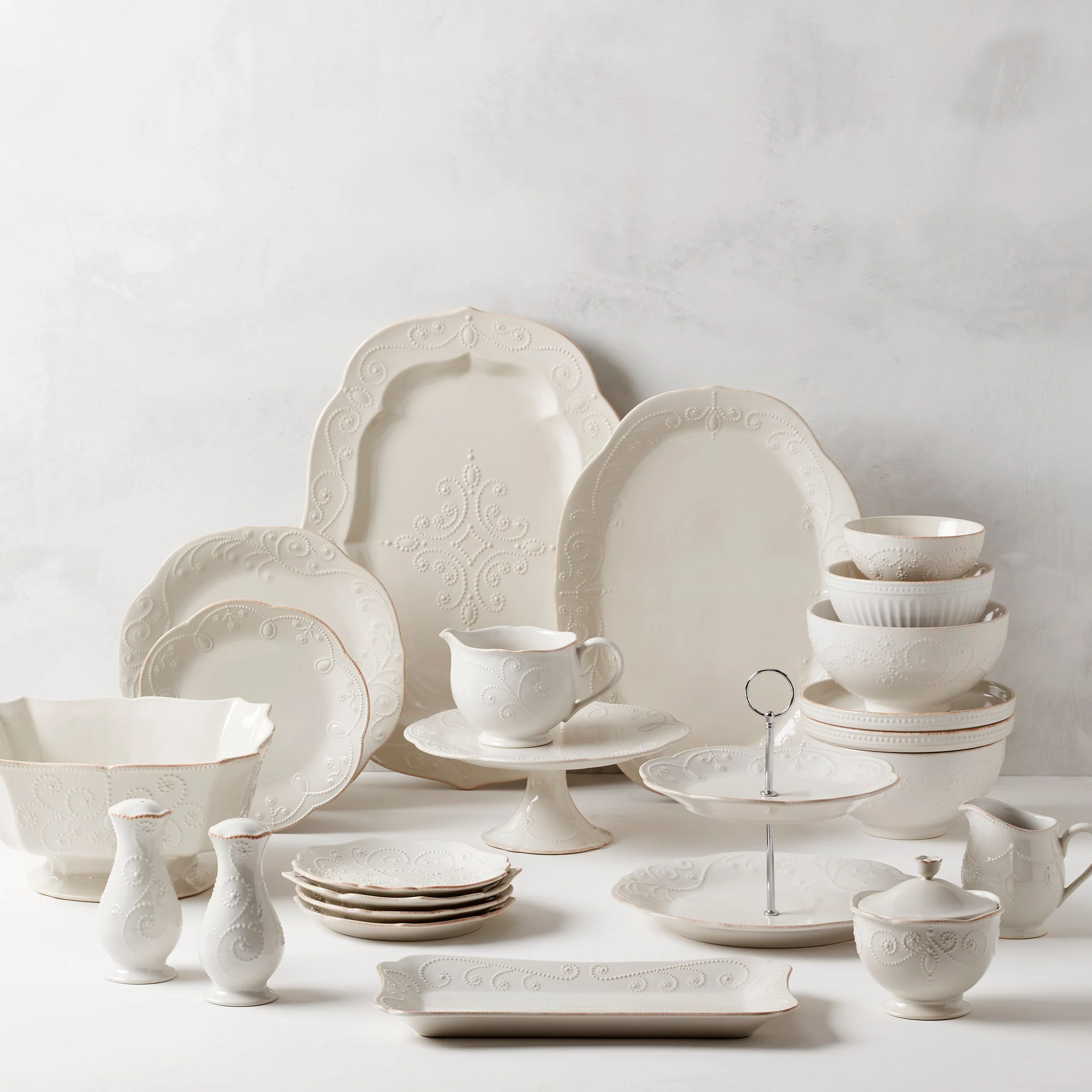 French Perle White Pedestal Cake Plate - Image 4