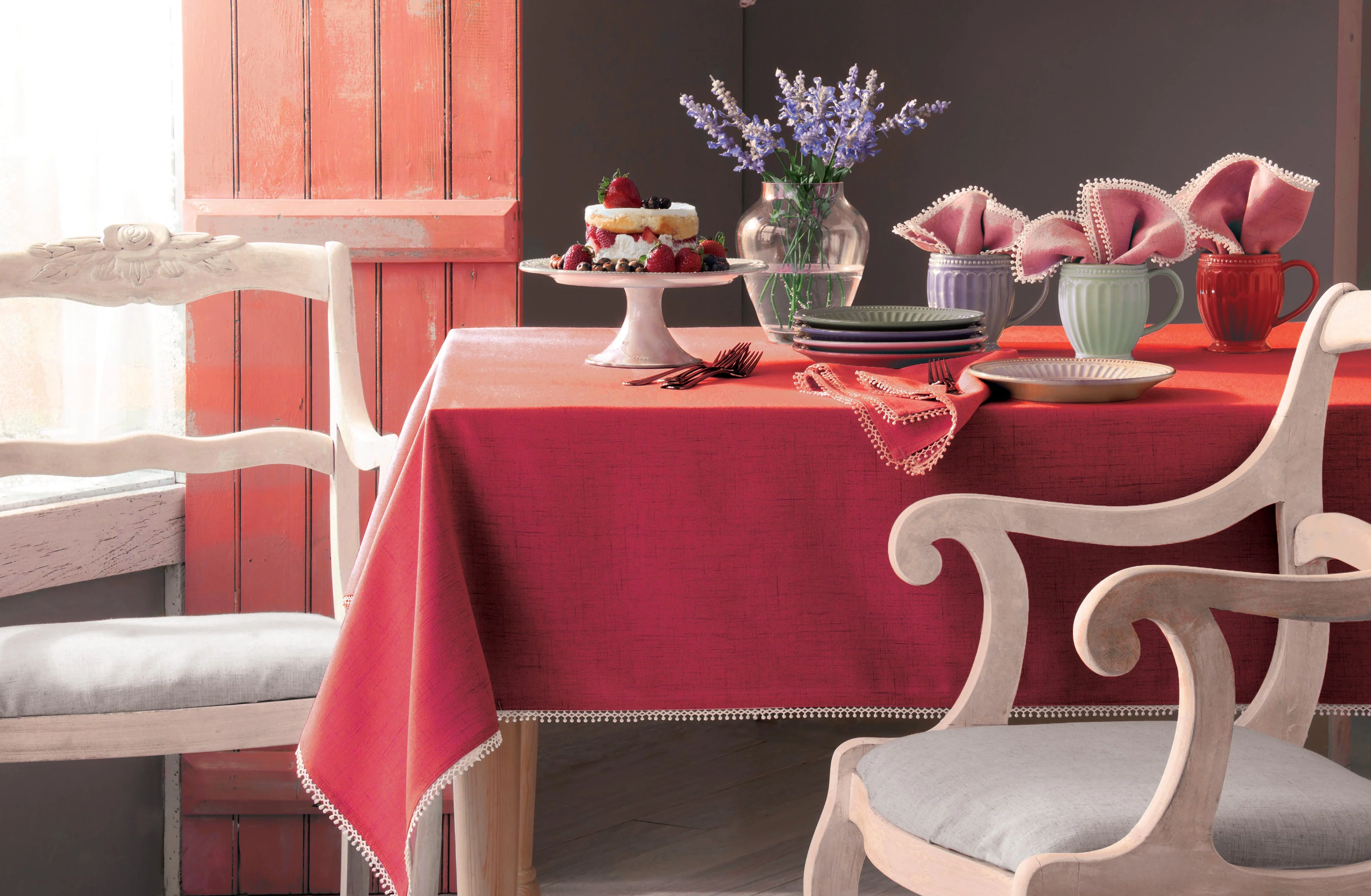French Perle Red 60x84 Tablecloth - Image 2