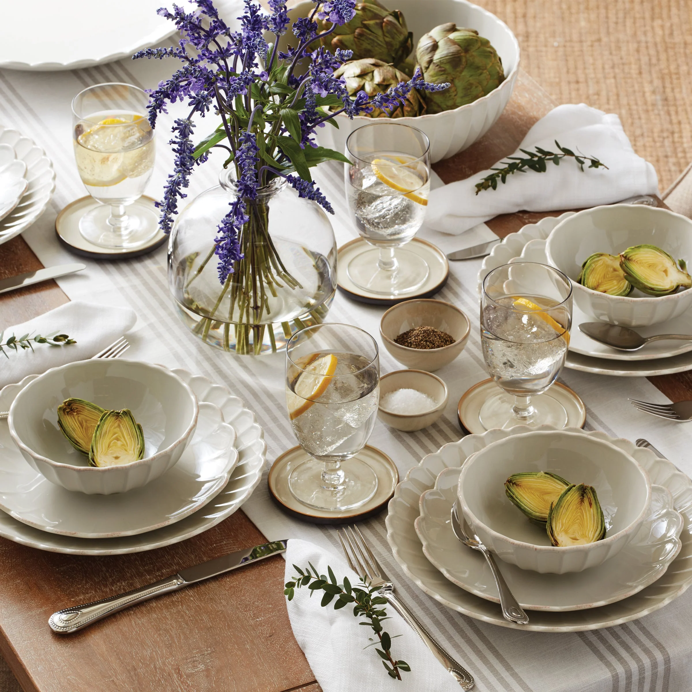 French Perle Scallop White Dinner Plates, Set of 4 - Image 12