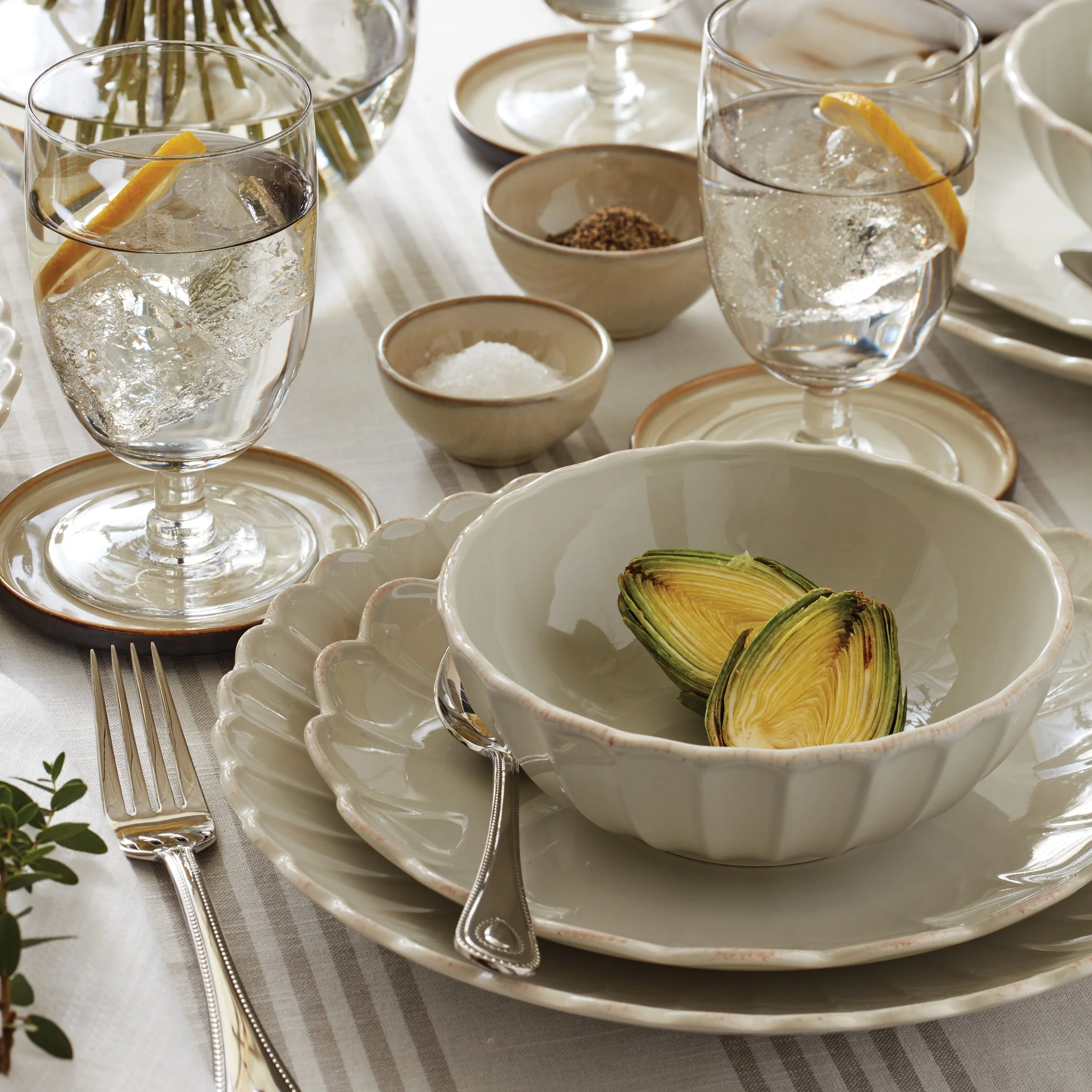 French Perle Scallop White Dinner Plates, Set of 4 - Image 13