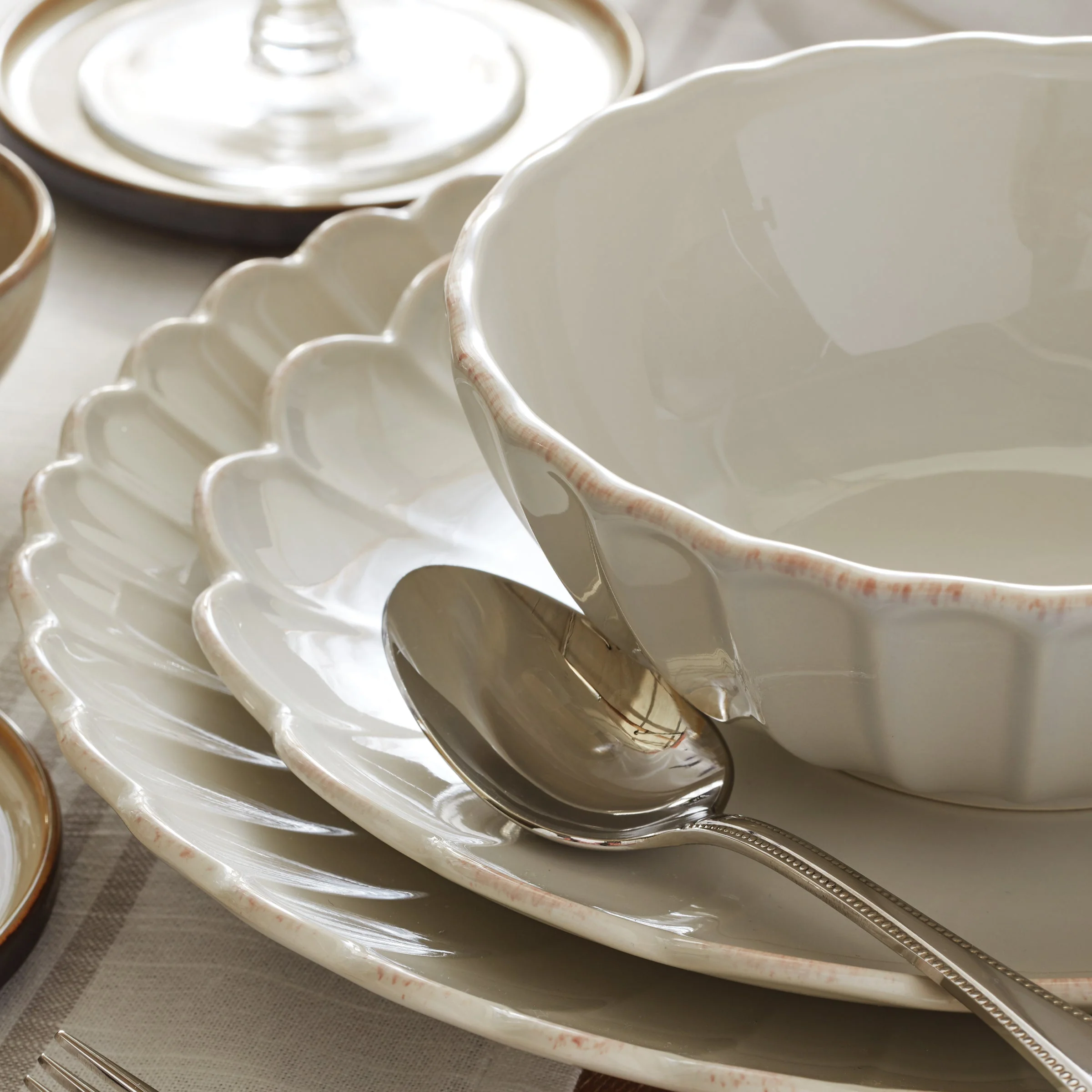 French Perle Scallop White Dinner Plates, Set of 4 - Image 14