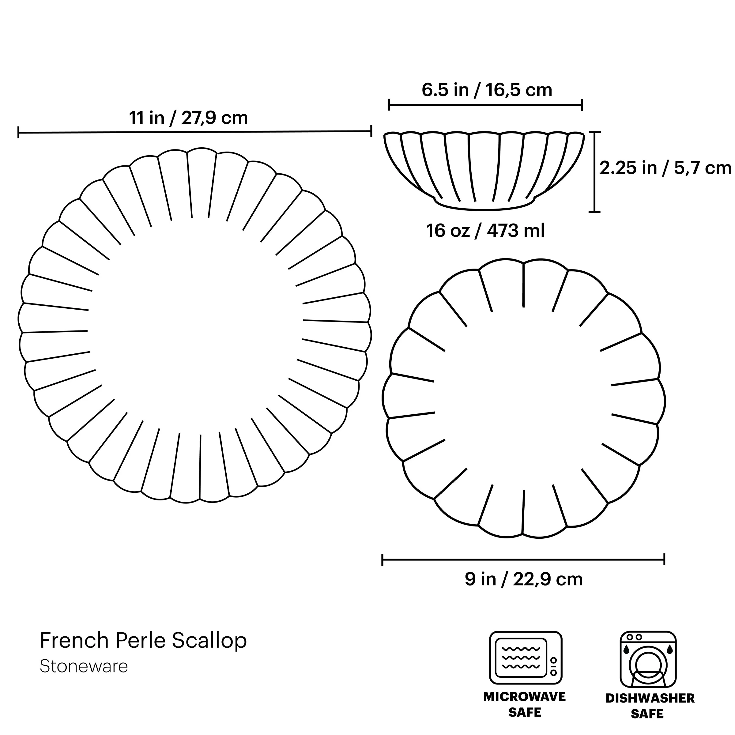 French Perle Scallop Ice Blue 12-Piece Dinnerware Set - Image 10