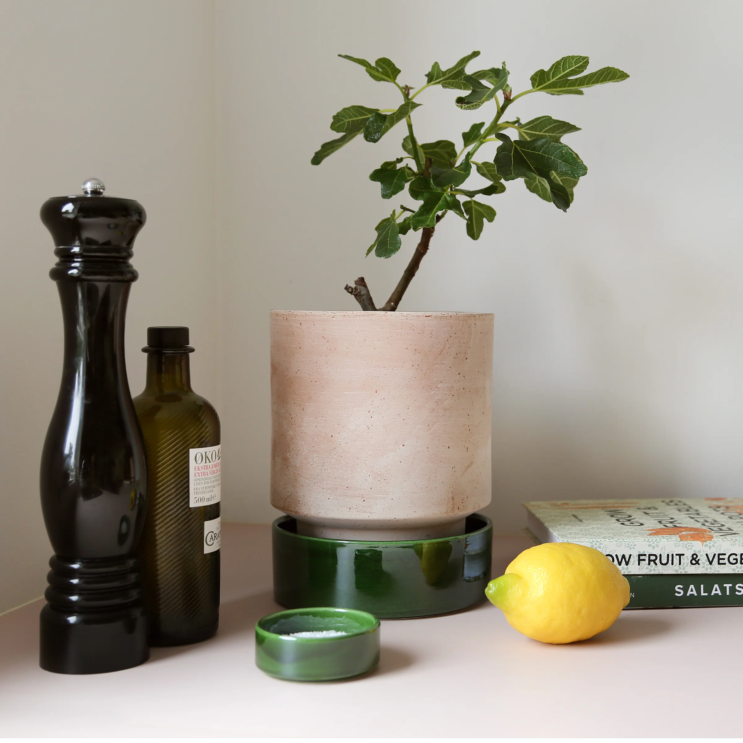 Hoff Raw Rosa & Glazed Emerald Green 8cm Pots, Set of 2 - Image 3