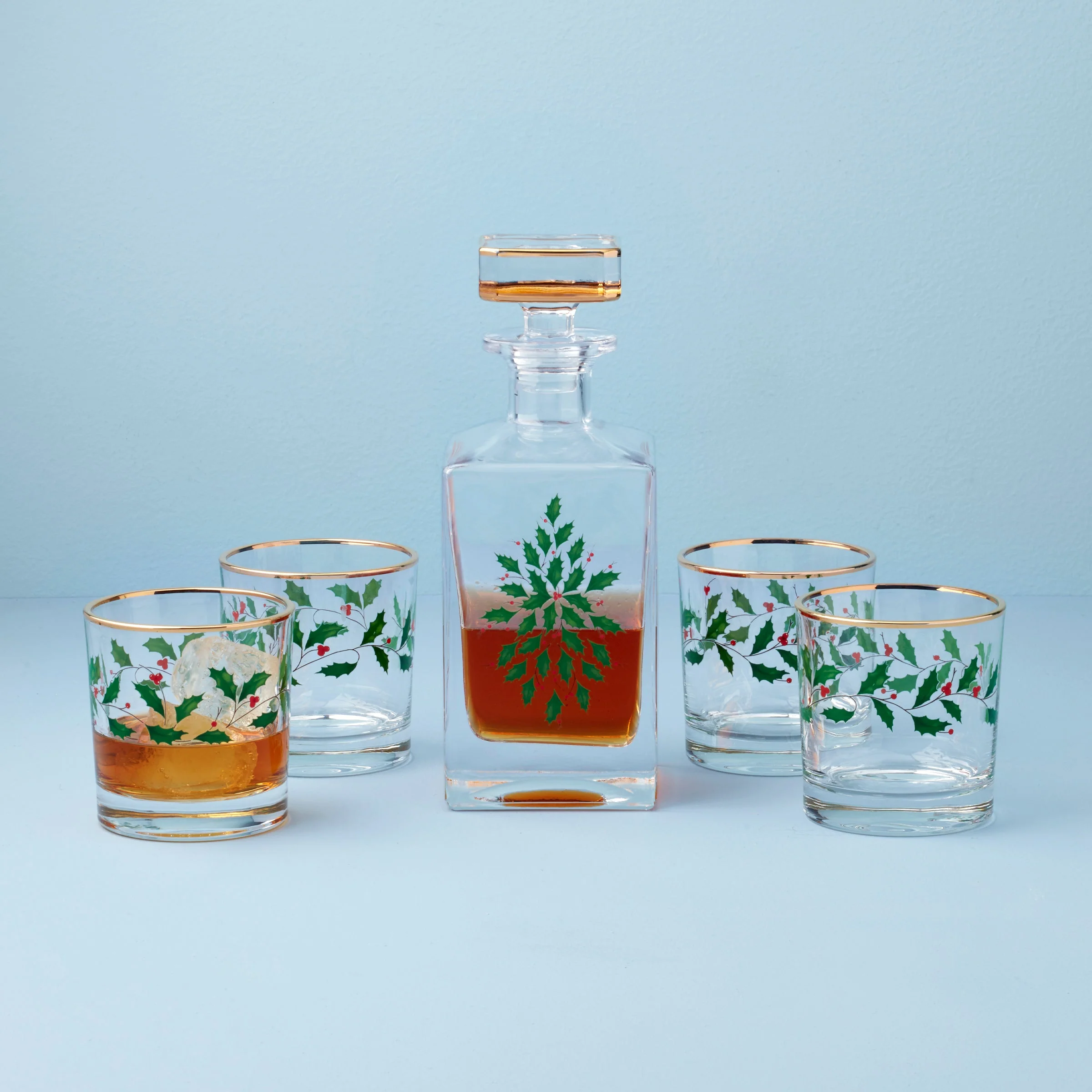 Holiday 5-Piece Decanter & Whiskey Glass Set - Image 2