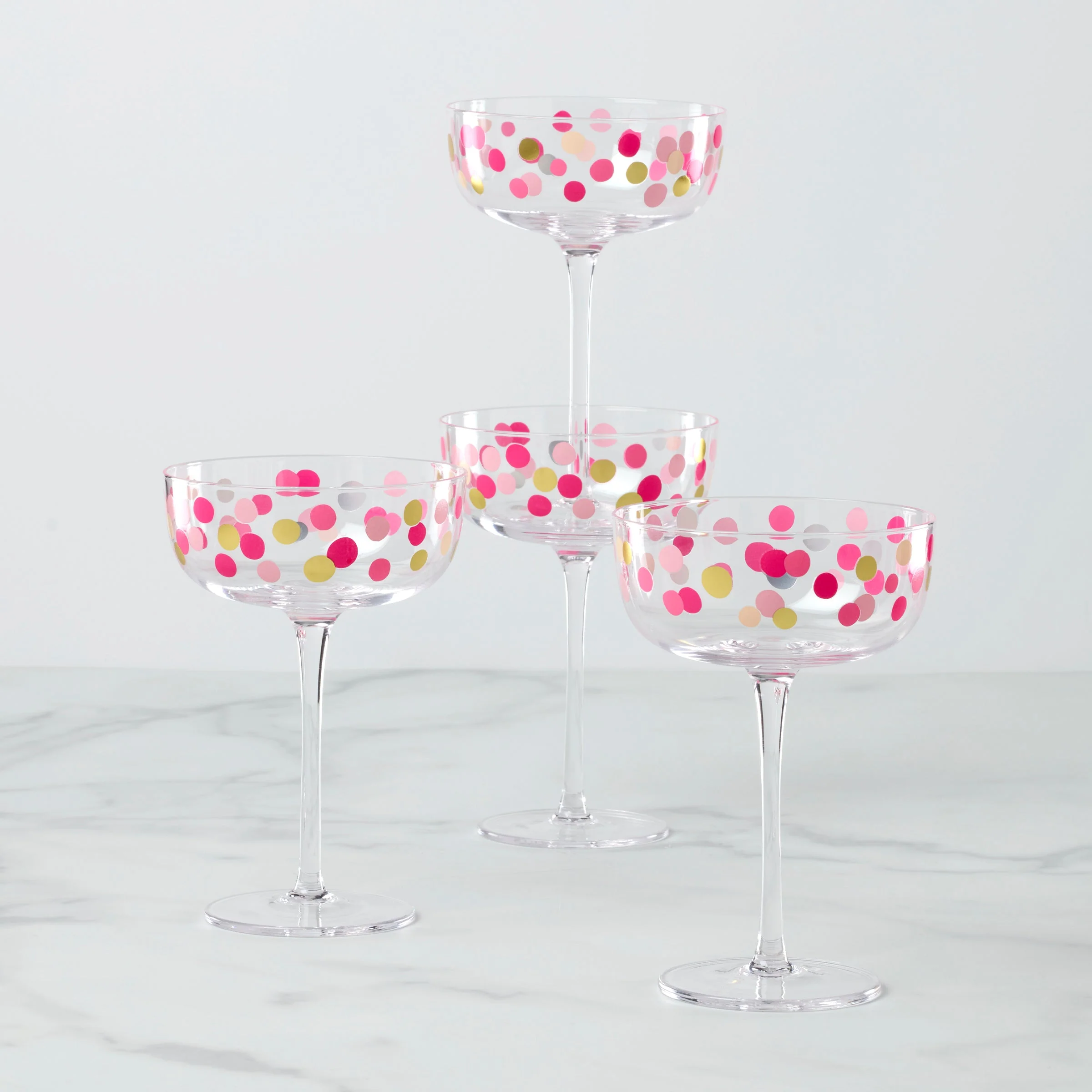 It's Raining Confetti Coupe Glasses, Set of 4
