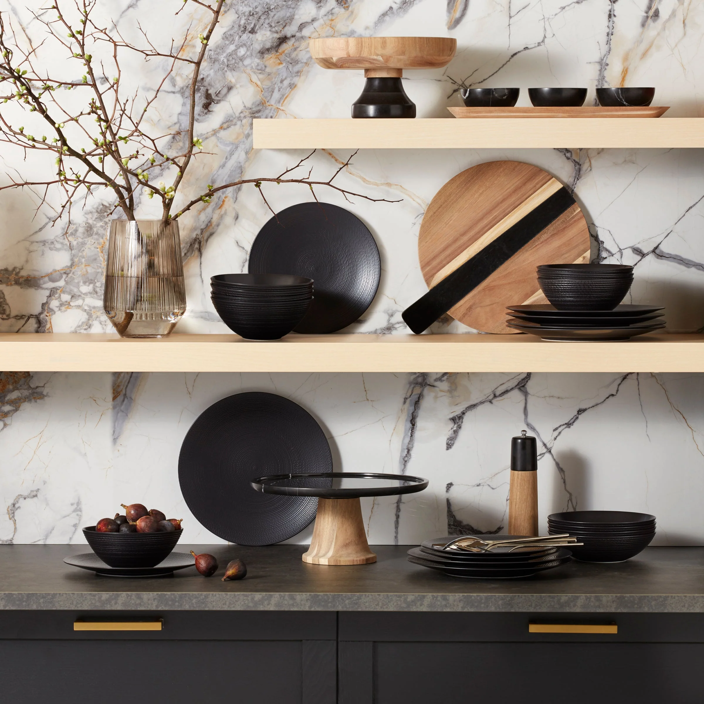LX Collective Black 12-Piece Dinnerware Set - Image 7