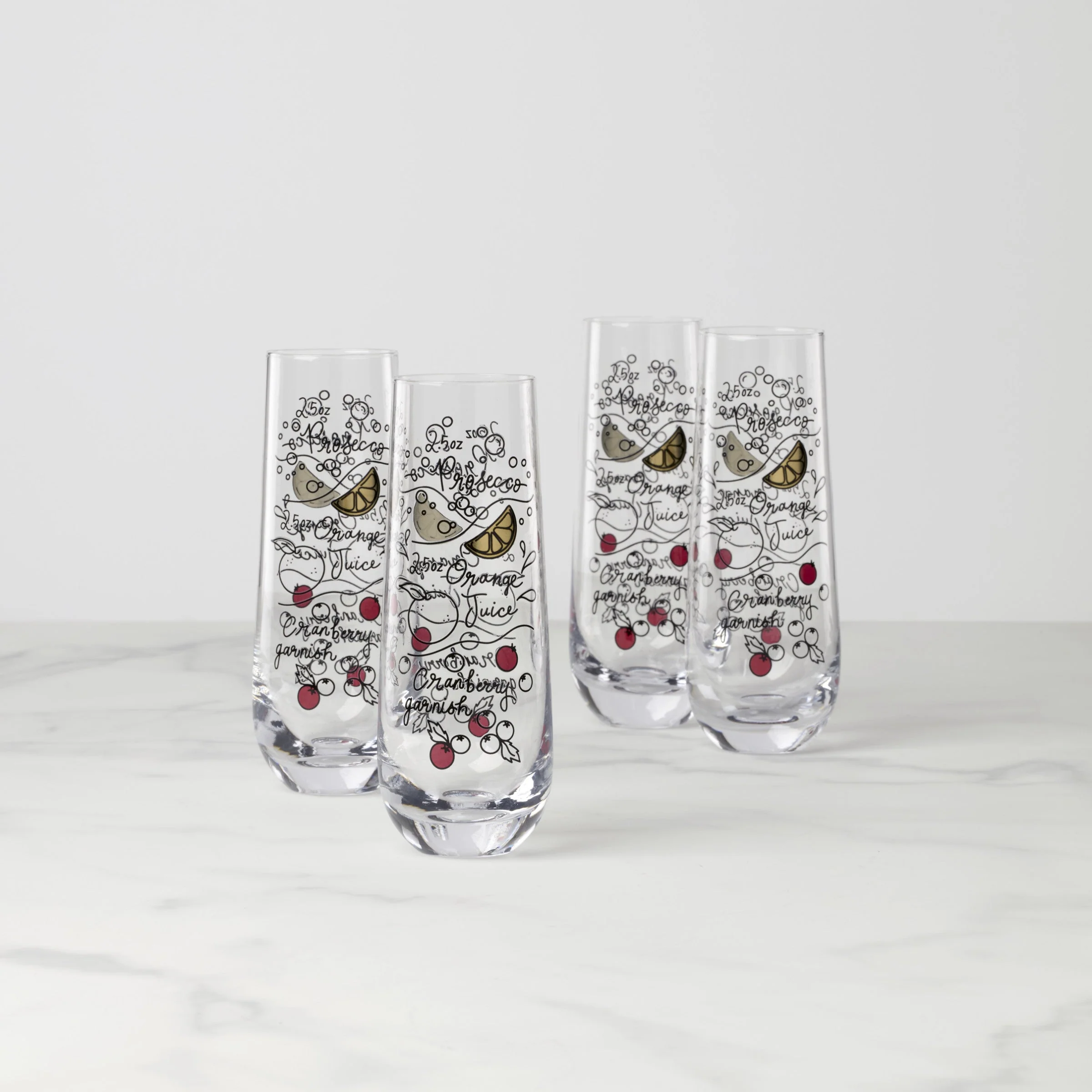 Make Merry Stemless Flute Glasses, Set of 4