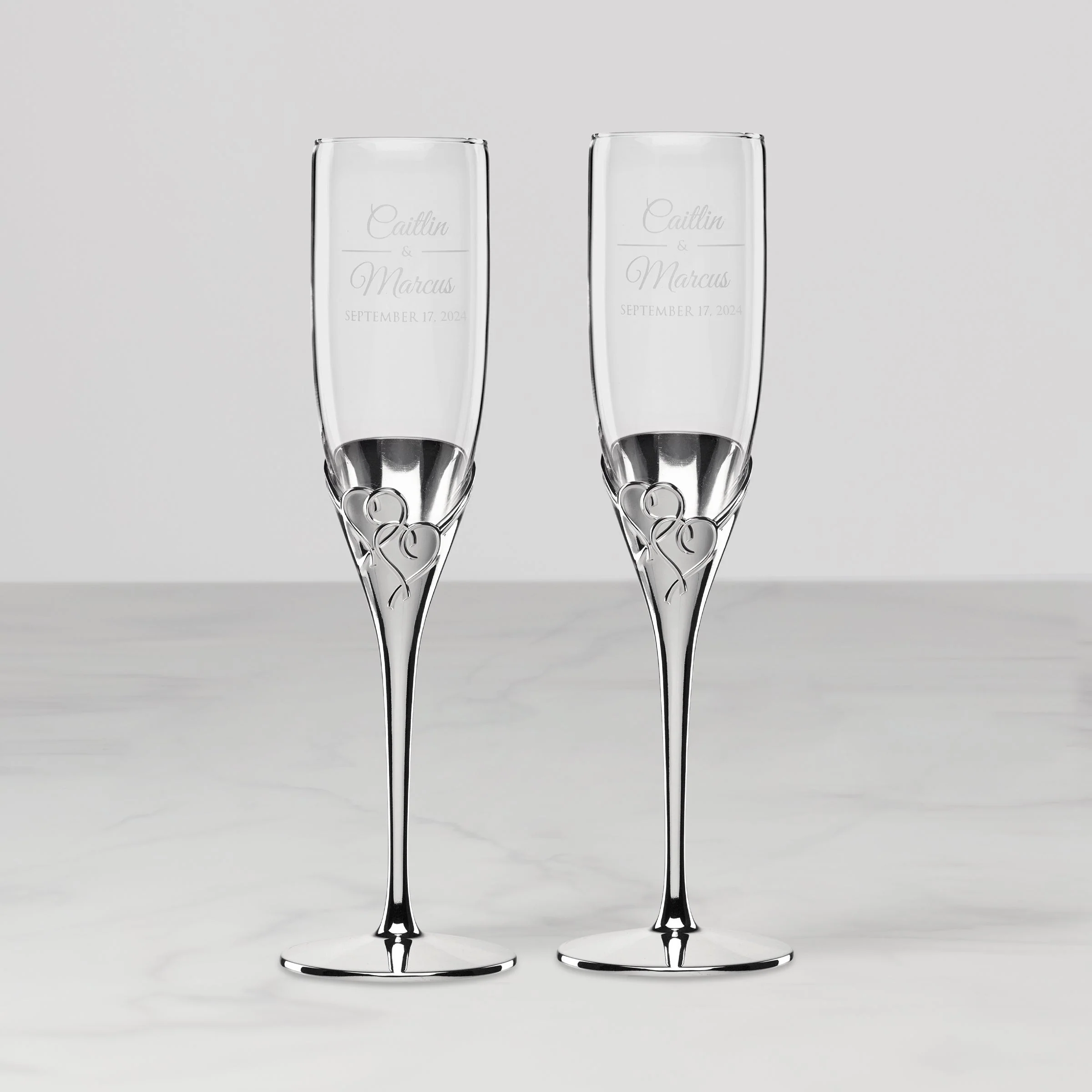 Personalized True Love 2-Piece Toasting Flute Set