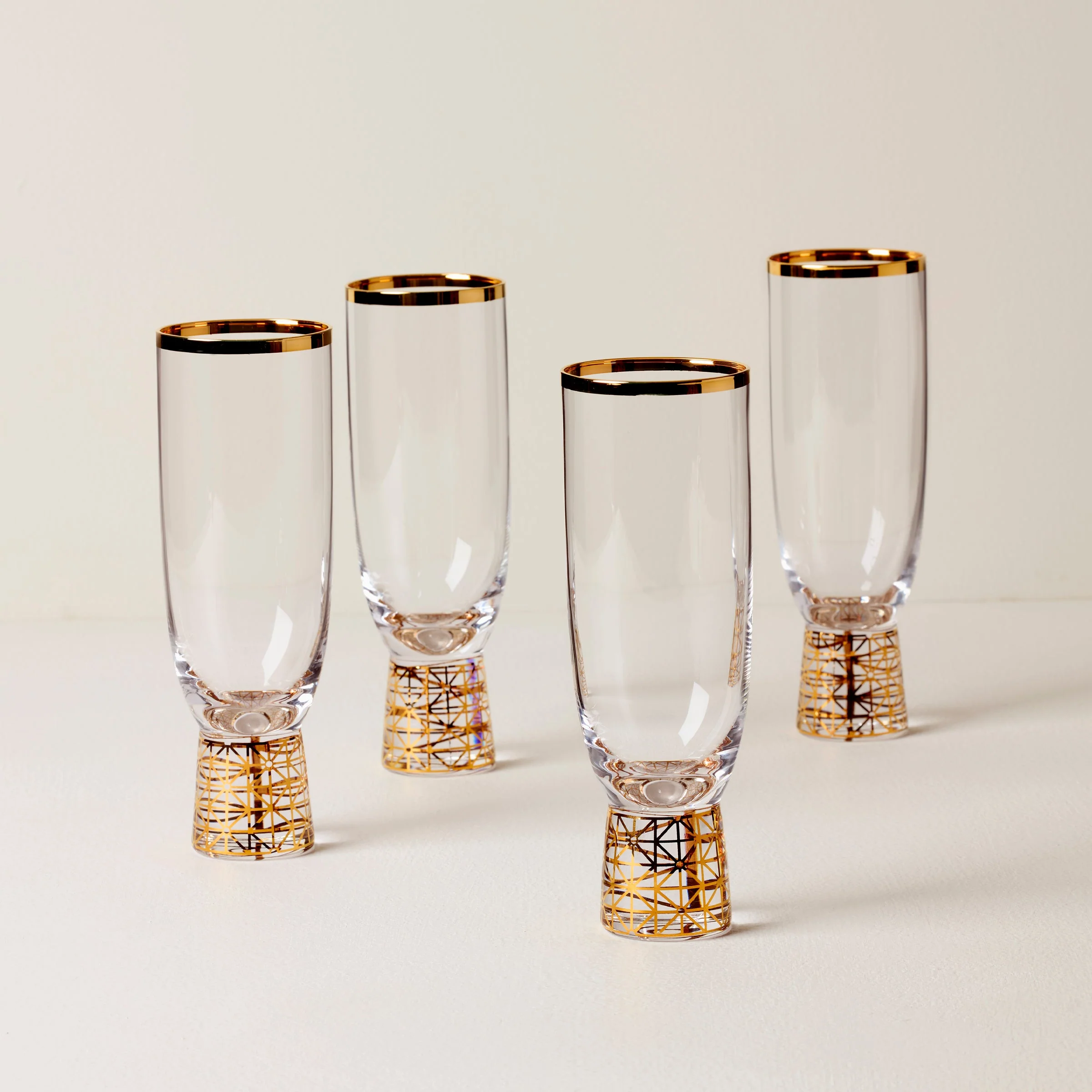 Tuscany Classics Gold Frost Flute Glasses, Set of 4