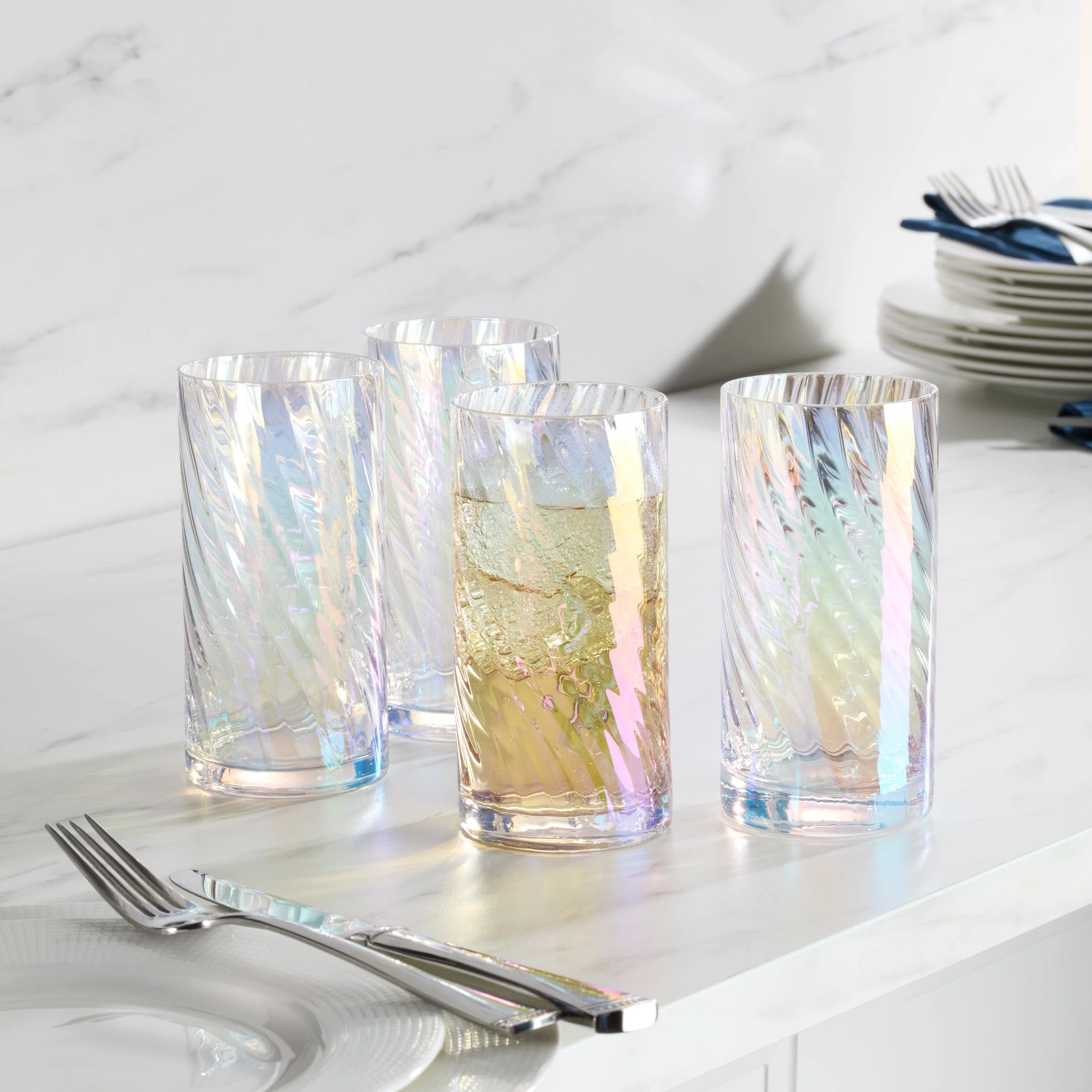Tuscany Classics Iridescent Highball Glasses, Set of 4 - Image 5